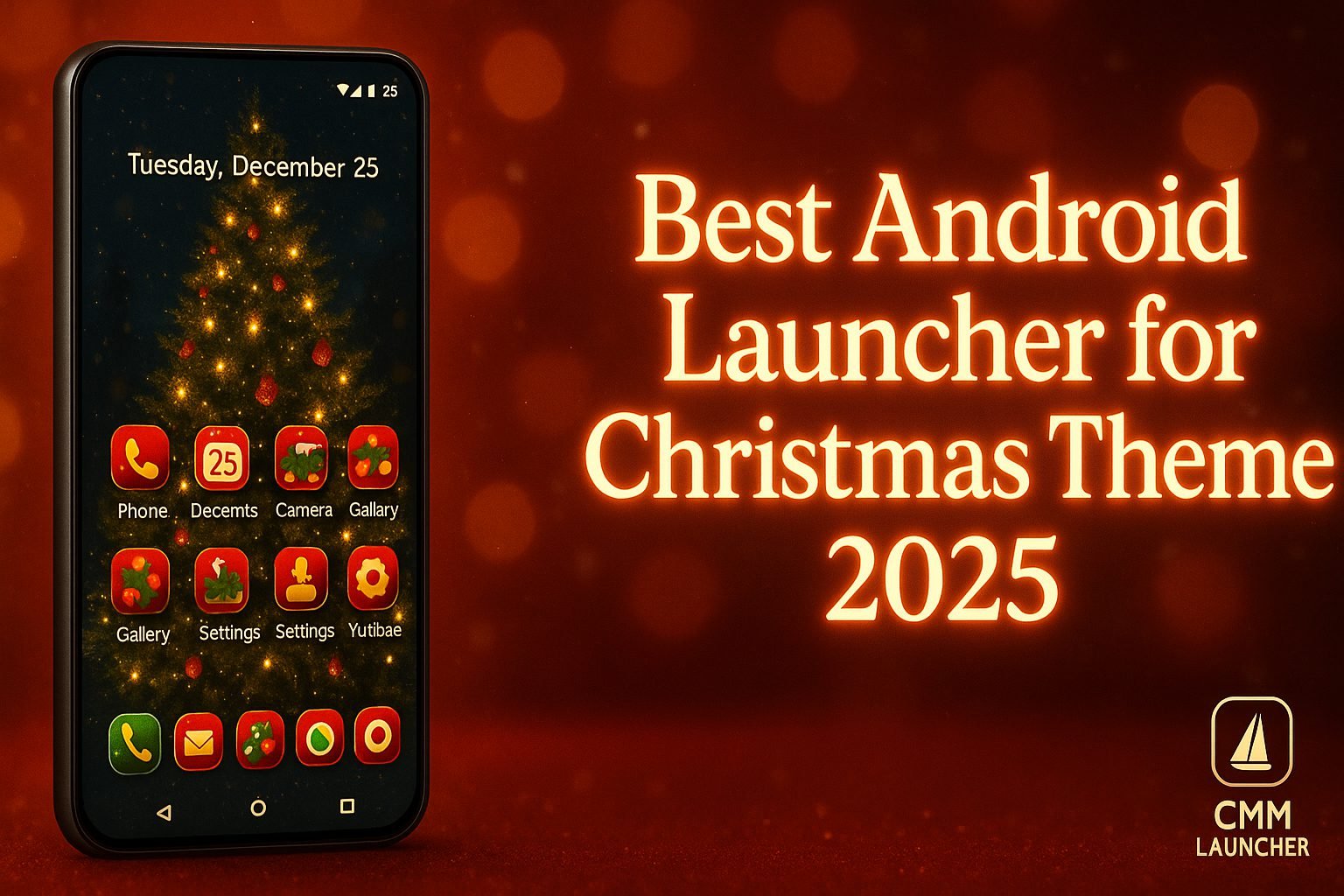 Christmas Android launcher with festive wallpapers and glowing snow effects
