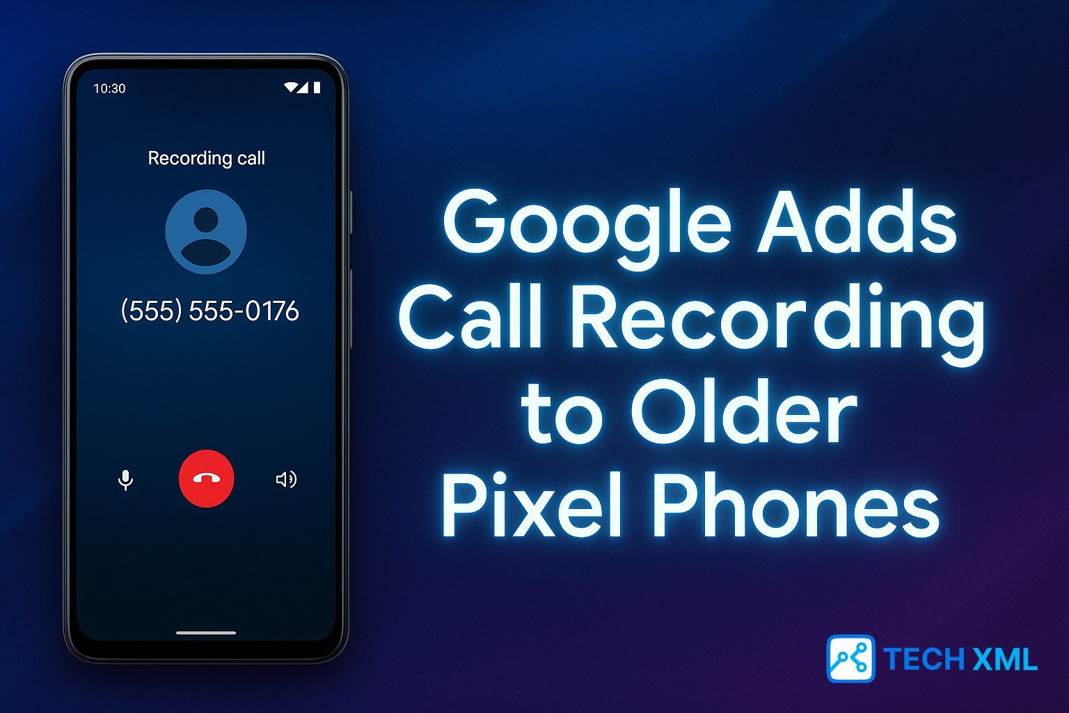 Pixel phone showing new call recording option on screen with updated Google Phone interface for older models.