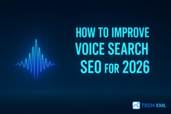 Modern smartphone on a clean background showing a voice assistant screen that represents voice search seo for 2026 in a clear visual format.