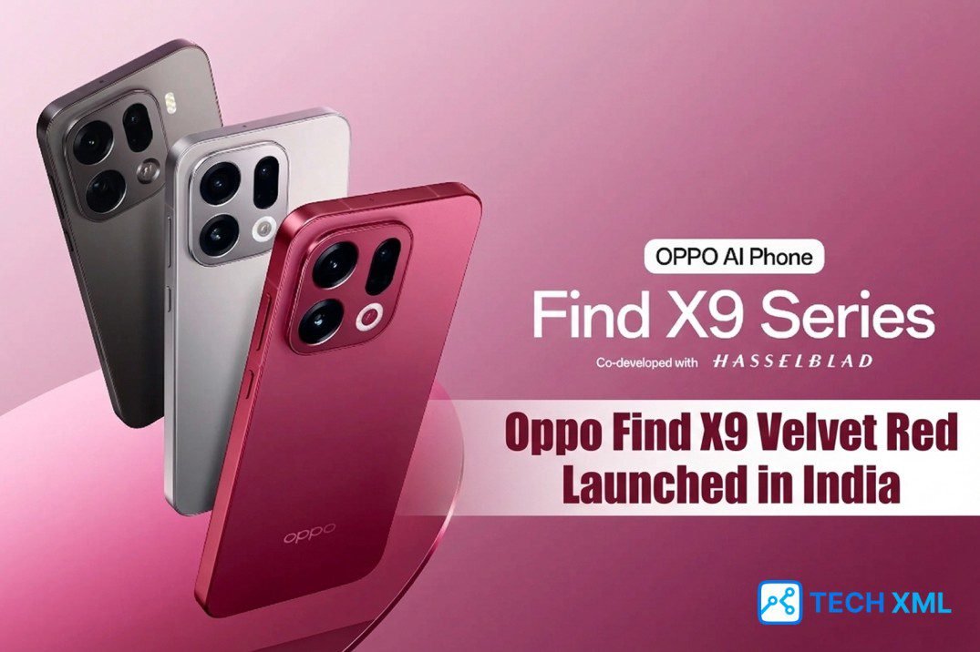 Oppo Find X9 Velvet Red showcased with premium design details and bright colors that highlight the stylish flagship smartphone appeal.