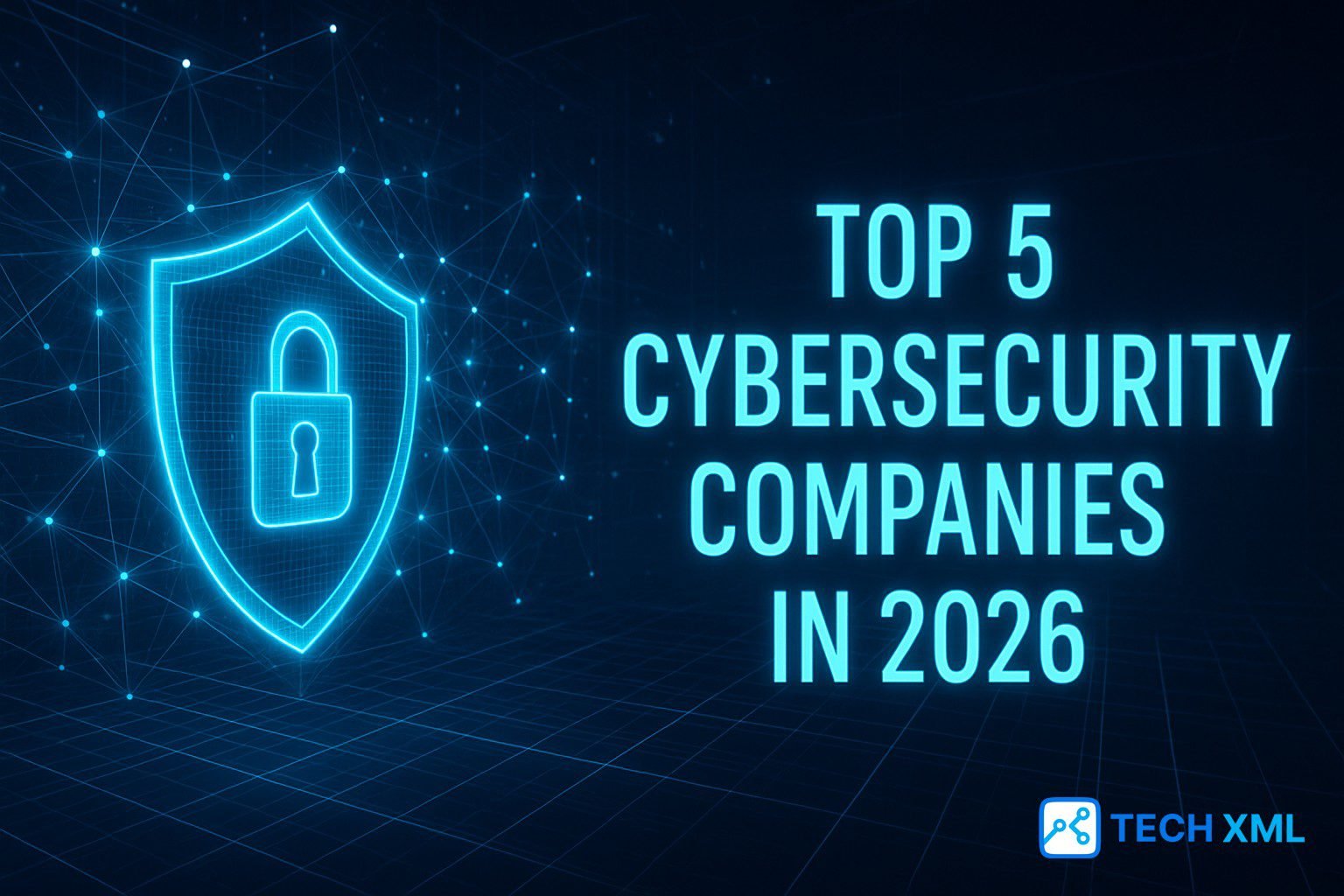 Modern cybersecurity concept showing digital shield system with AI protection features for businesses in 2026