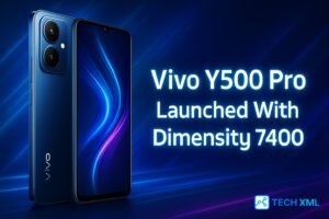 Vivo Y500 Pro with 6.67-inch OLED display, 200MP camera, and Dimensity 7400 chipset showcased in elegant silver finish.