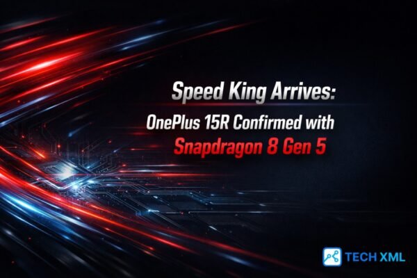 OnePlus 15R smartphone showcasing Snapdragon 8 Gen 5 performance focus with speed driven design and flagship level power