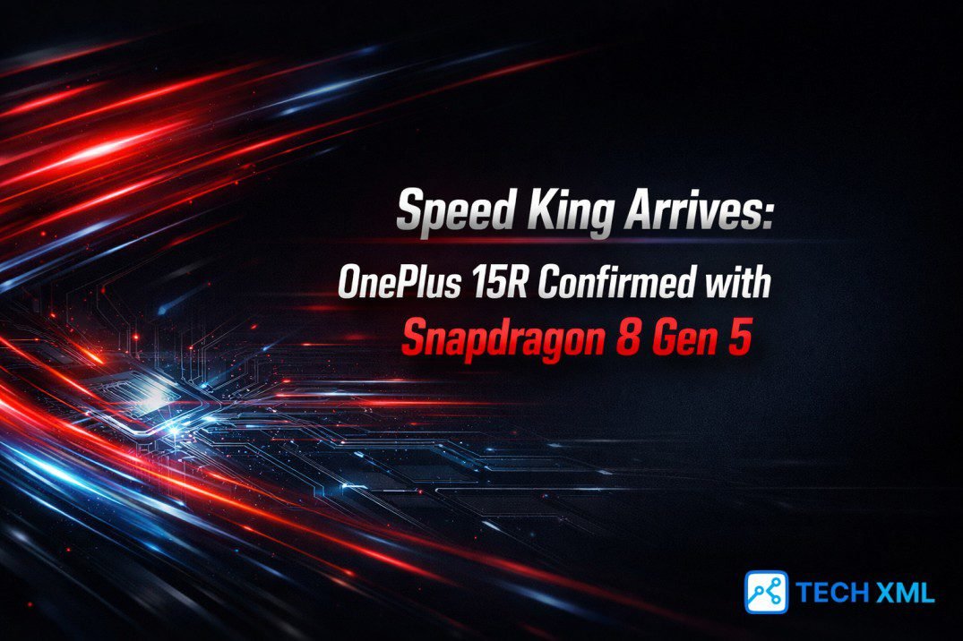 OnePlus 15R smartphone showcasing Snapdragon 8 Gen 5 performance focus with speed driven design and flagship level power