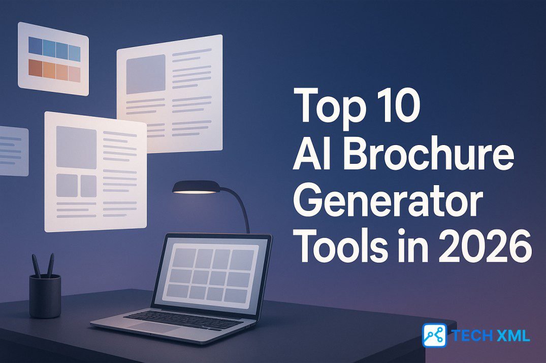 AI brochure mockup in tri fold layout, smart templates, readable typography, suitable for print and digital marketing.