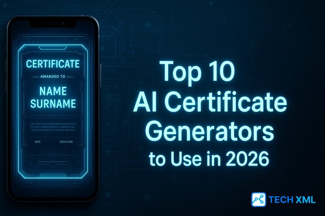 AI certificate generators for 2026 displayed on a digital tablet with modern templates and clean designs ready for quick creation.