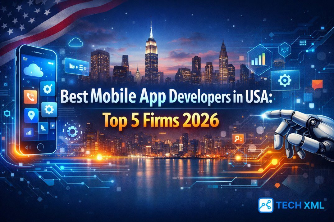 Best mobile app developers in USA showcasing professional teams building scalable Android and iOS applications in 2026 tech environments