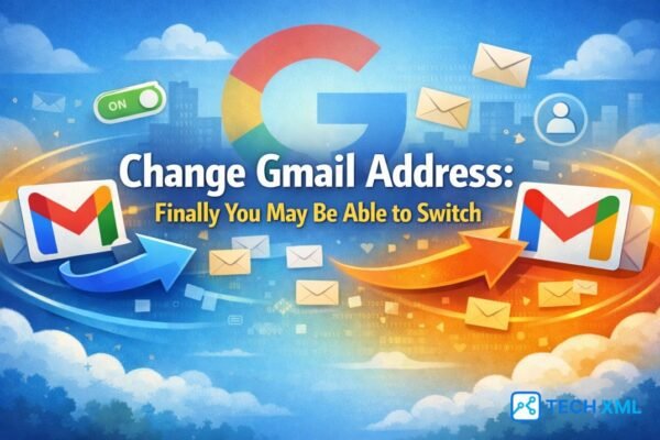 Change Gmail Address explained visually, showing Gmail identity update options, limits, and user clarity around email changes in 2026.