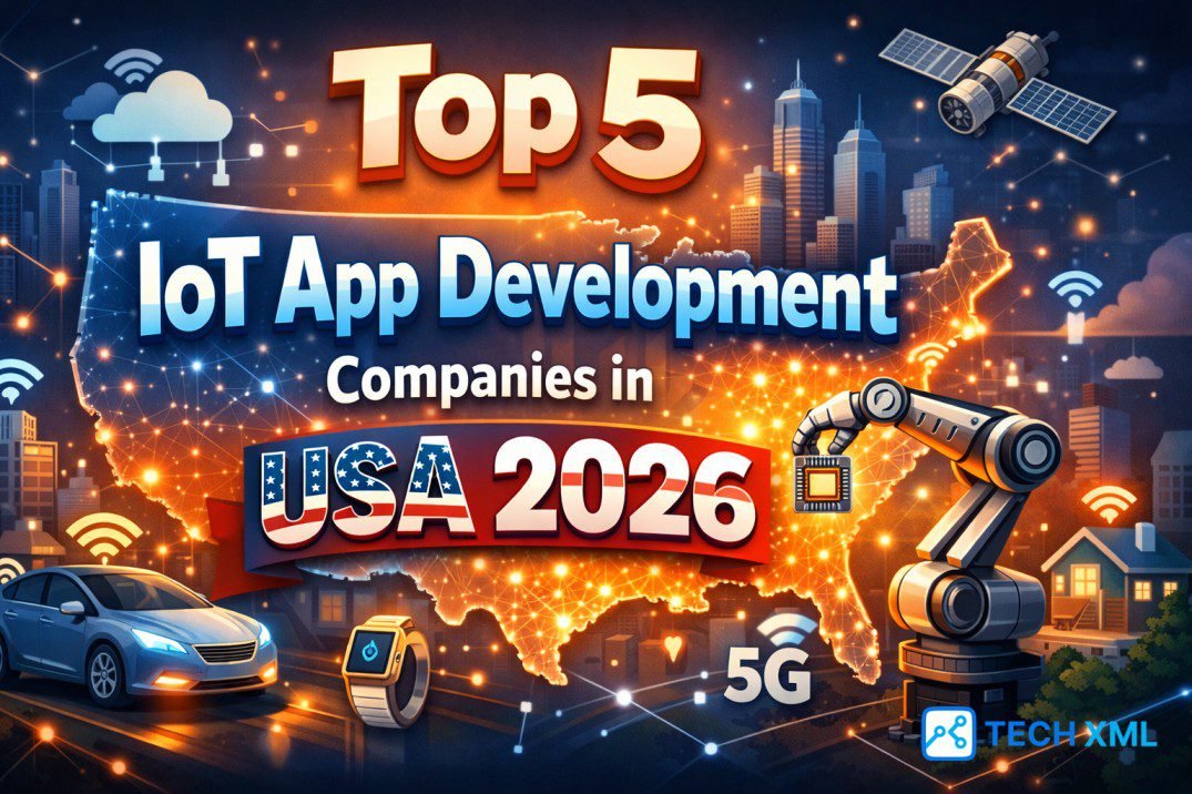Editorial overview of Top 5 IoT App Development Companies in USA 2026 focusing on platforms, scalability, and enterprise use cases