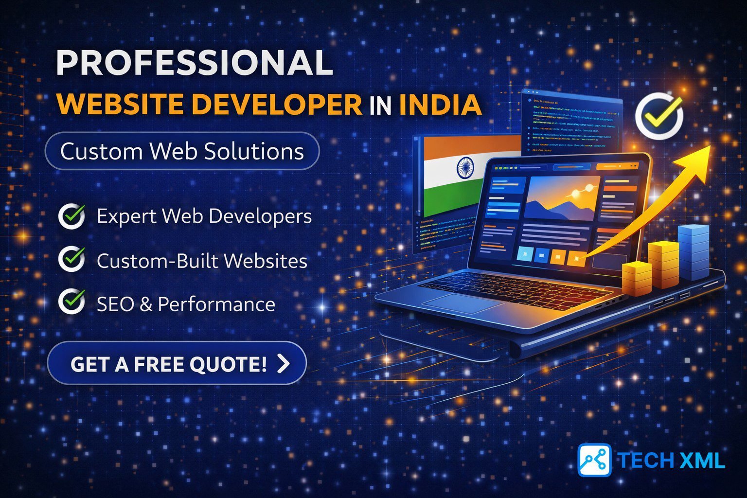 professional website developer in India creating custom web solutions with responsive design, fast performance, and scalable architecture