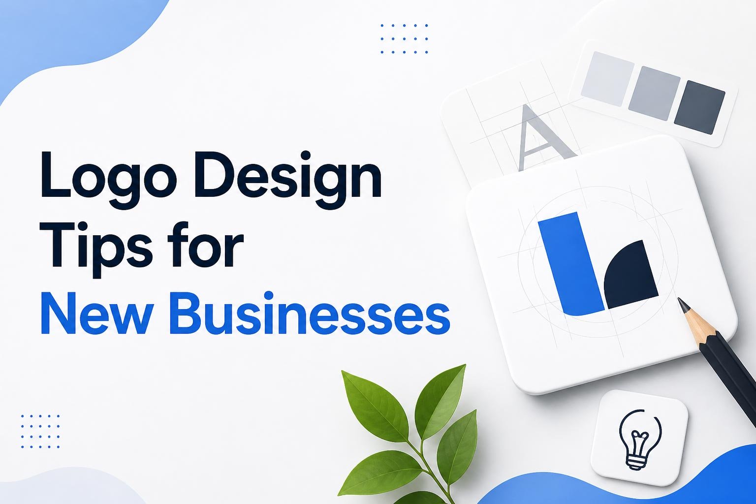 Logo design tips for new businesses showing modern branding elements, typography balance, and digital identity clarity