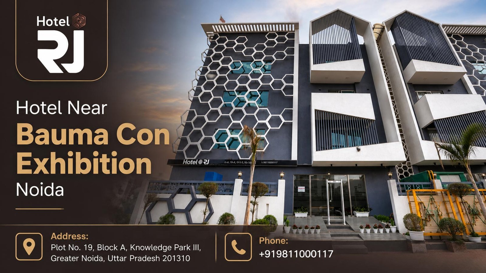 Hotel RJ near Bauma Con Exhibition in Noida, located in Knowledge Park III, Greater Noida
