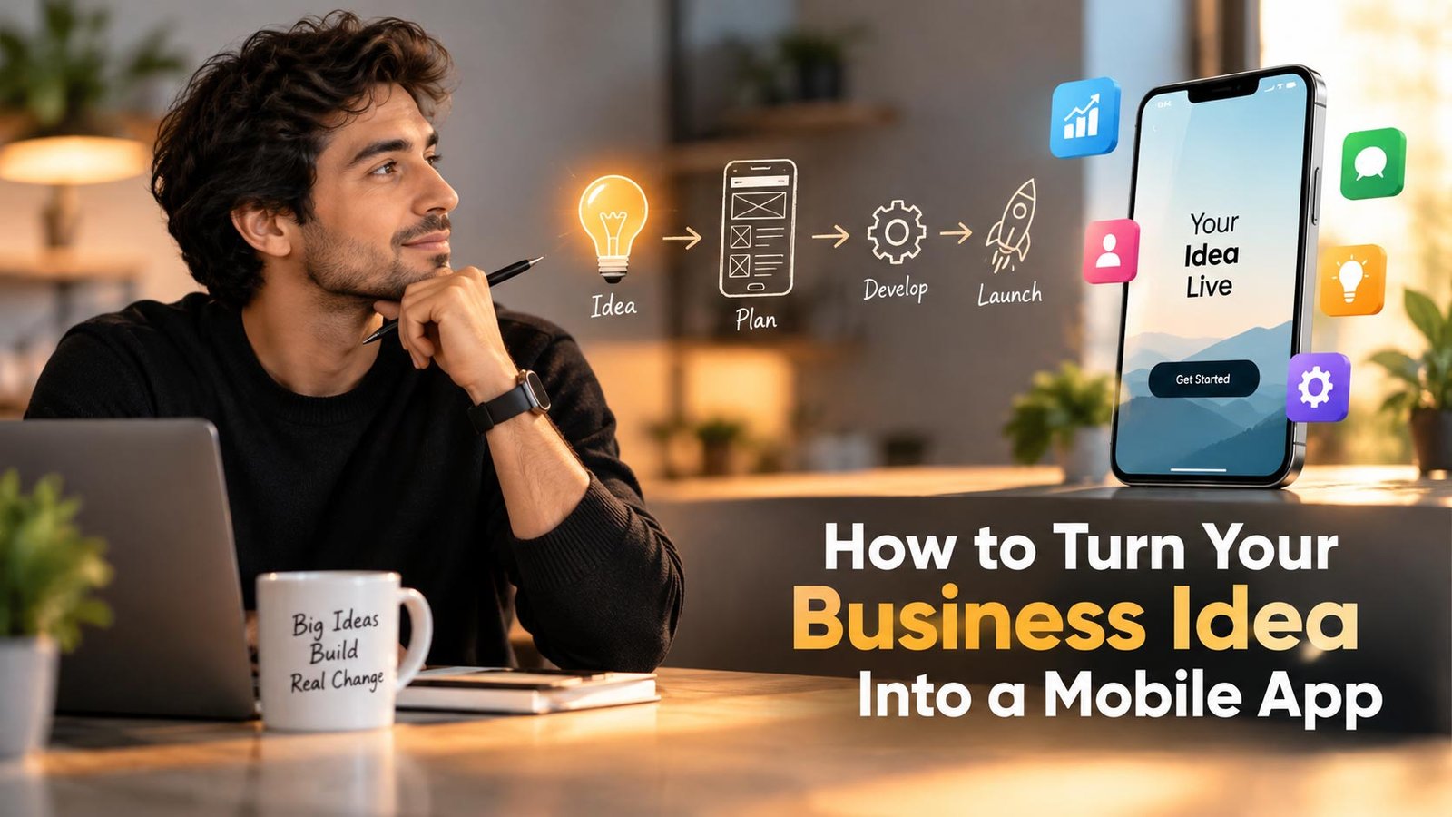 How to turn a business idea into a mobile app with a smartphone and app development process